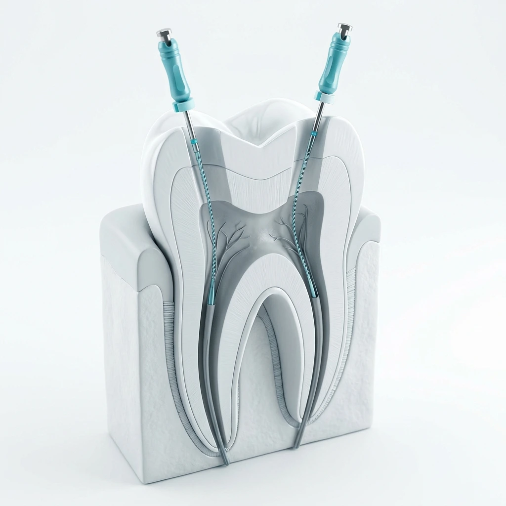 Microscopic root canal treatment illustration